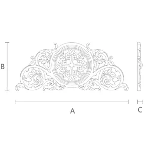 N-335 wood Center Pediment with Floral Rosette